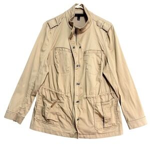 Lane Bryant Jacket Womens 22 Khaki Utility Field Plus Snap Zip‎ Pockets Safari